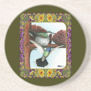 Dessous De Verre En Grès Colibris et Fleurs #3