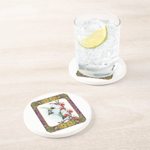 Dessous De Verre En Grès Colibris et Fleurs #5