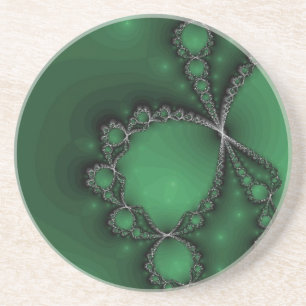 Dessous De Verre En Grès Collier d'argent sur vert