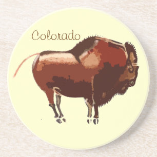 Dessous de verre en grès Colorado Bison peint