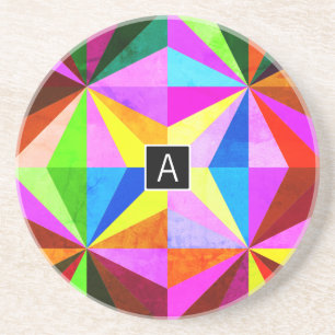 Dessous De Verre En Grès Coloré Moderne Multi-Coloré Géométrique   Monogram