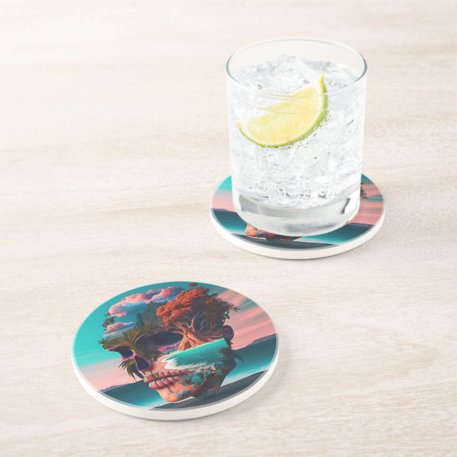 Dessous De Verre En Grès Colored skull (Côté)