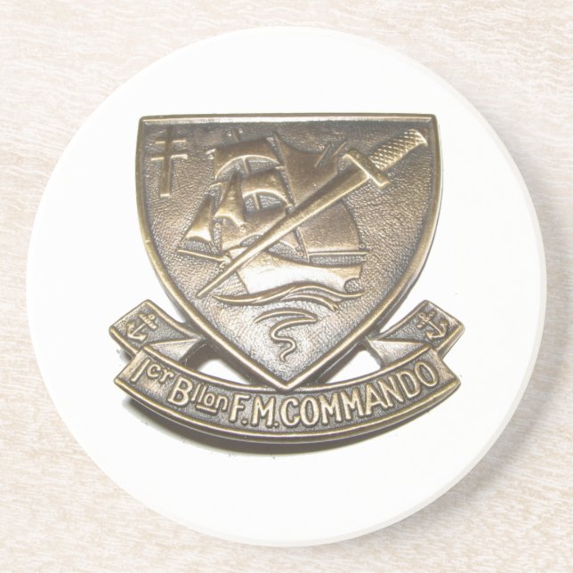 Dessous De Verre En Grès Commando Kieffer - Insigne 1er BFMC (Devant)