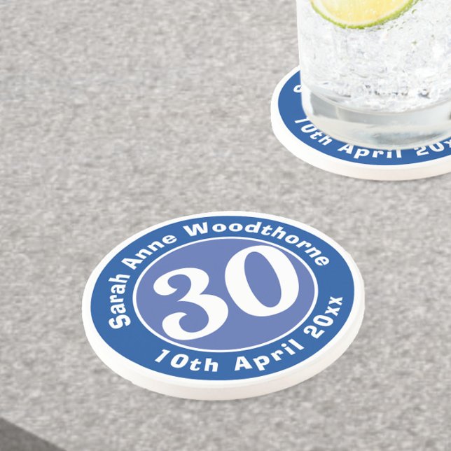 Dessous De Verre En Grès Commémoration d'anniversaire avec le nom, l'âge et (Créateur téléchargé)