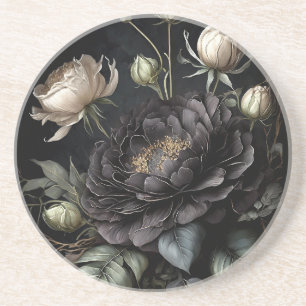 Dessous De Verre En Grès Composition de rose gothique Fleur noire