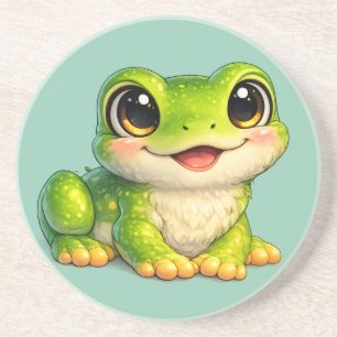 Dessous De Verre En Grès Conception d'animal Kawaii de grenouille mignonne