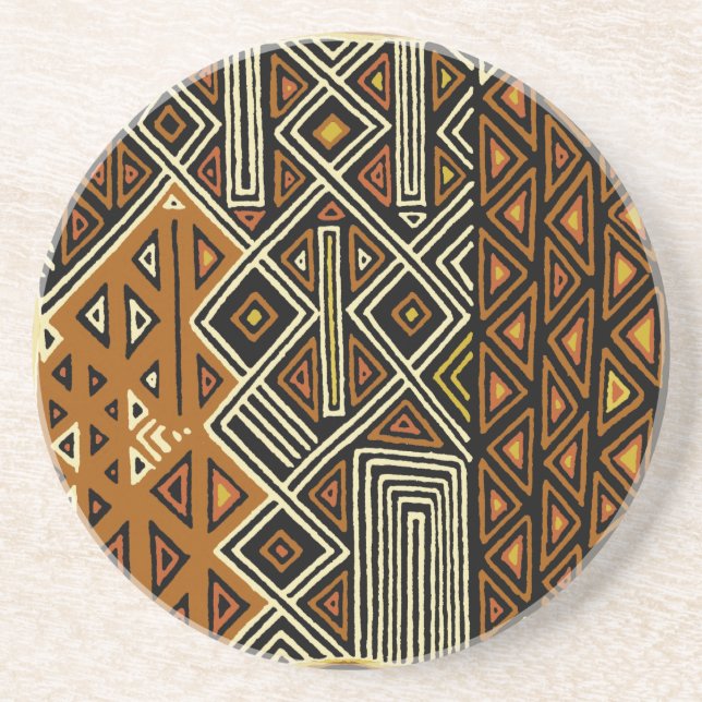 Dessous De Verre En Grès Conception de Kuba Tribal Africain (Devant)