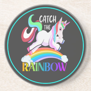 Dessous De Verre En Grès Conception de licorne arc-en-ciel Catch
