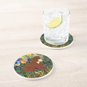 Dessous De Verre En Grès Conception de l'ours solaire Jungle