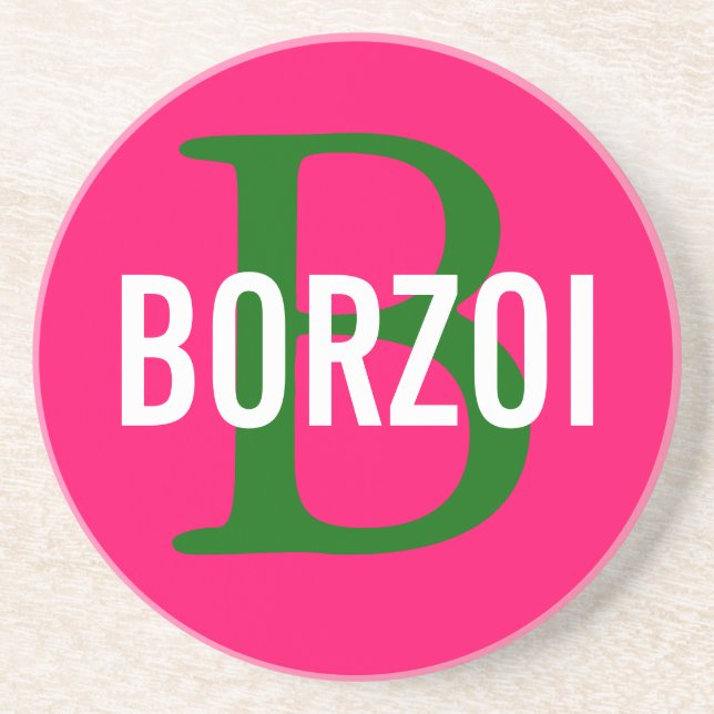 Dessous De Verre En Grès Conception de monogramme de race de barzoï (Devant)
