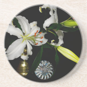 Dessous De Verre En Grès Conception Iirsh - Collection Laiton et Fleur
