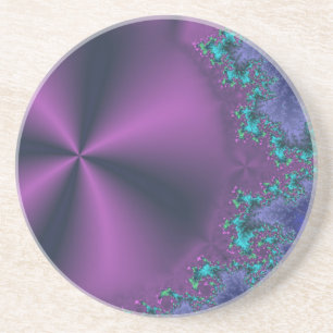 Dessous De Verre En Grès Cône Métallique Violet Avec Mousse Aqua Abstrait