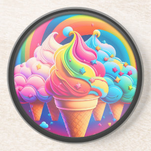 Dessous De Verre En Grès Cônes de crème glacée colorée 3D