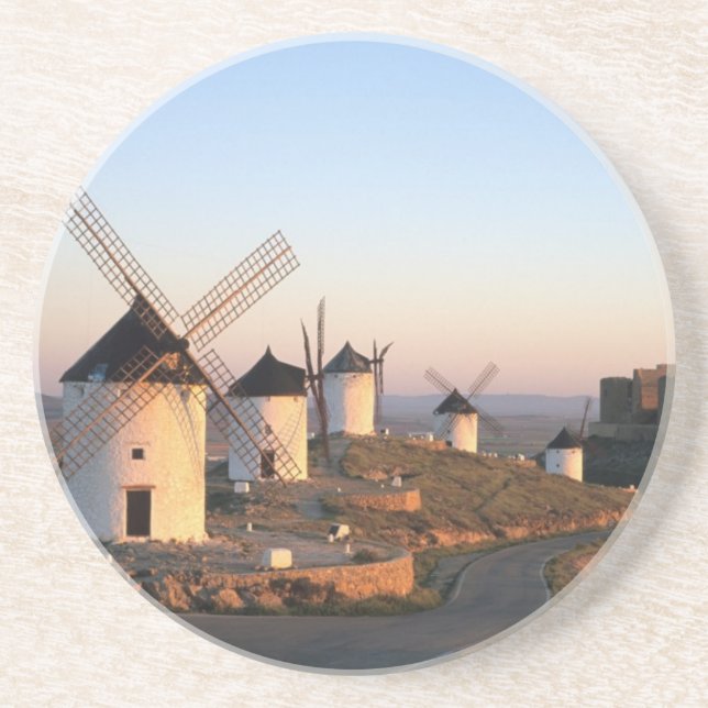 Dessous De Verre En Grès Consuegra, La Mancha, Espagne, moulins à vent (Devant)