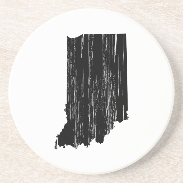Dessous De Verre En Grès Contour affligé d'état de l'Indiana (Devant)