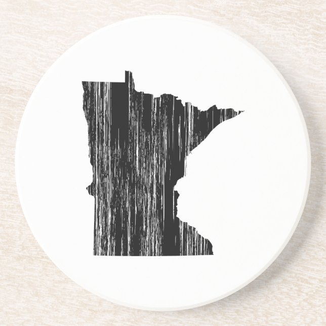 Dessous De Verre En Grès Contour affligé d'état du Minnesota (Devant)