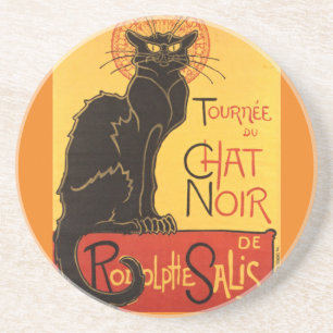 Dessous De Verre En Grès Conversation Noir Steinlen Belle Epoque Art Vintag