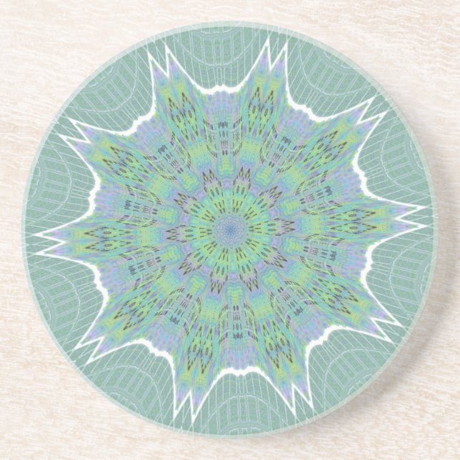 Dessous De Verre En Grès Cool vert motif floral (Devant)