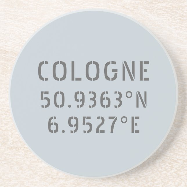 Dessous De Verre En Grès Coordonnées de la longitude de latitude de Cologne (Devant)
