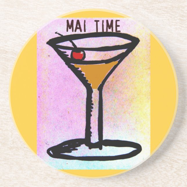 DESSOUS DE VERRE EN GRÈS COPIE DE COCKTAIL DE L'AMI TAI DE TEMPS DE L'AMI (Devant)