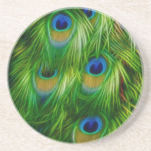 Dessous De Verre En Grès Copie de plume de paon