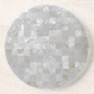 Dessous De Verre En Grès Copie nacrée argentée blanche carrelée