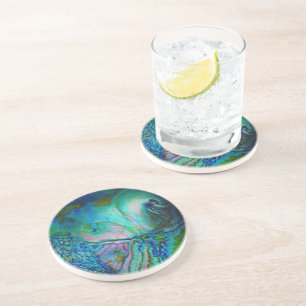 Dessous De Verre En Grès Coquille d'ormeau bleue