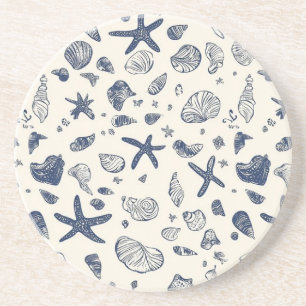 Dessous De Verre En Grès Coquilles de mer et Dessous de verre de grès de sé