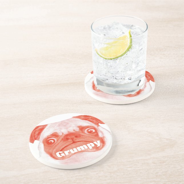 Dessous De Verre En Grès Coral Grumpy Puggy (Côté)