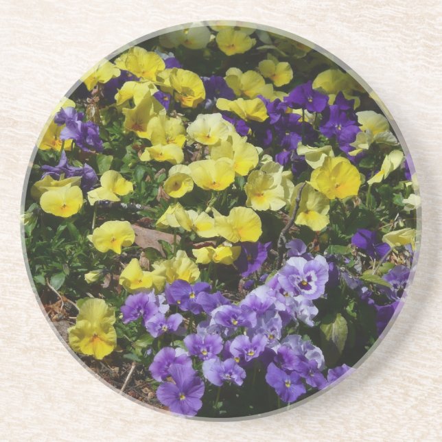 Dessous De Verre En Grès Coteau de panneaux violets et jaunes (Devant)