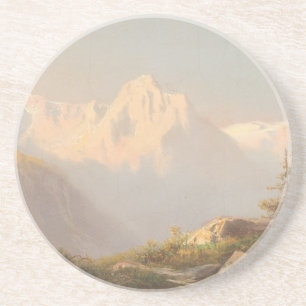 Dessous De Verre En Grès Coucher de soleil dans les montagnes - Carl Lafite