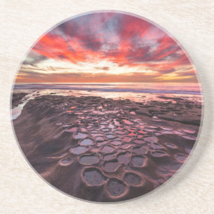 Dessous De Verre En Grès Coucher de soleil incroyable aux bassins de marée