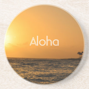 Dessous De Verre En Grès Coucher de soleil sur l'océan de la plage de Kauai