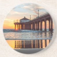 Coucher du soleil de pilier de Manhattan Beach