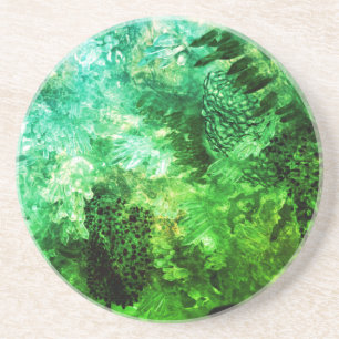 Dessous De Verre En Grès Couches de cristaux verts