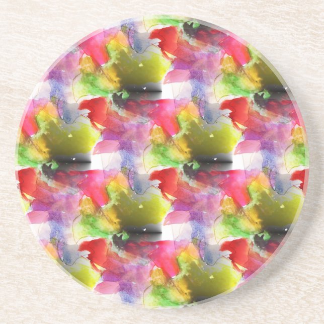 Dessous De Verre En Grès Couleur d'aquarelle rouge et jaune (Devant)