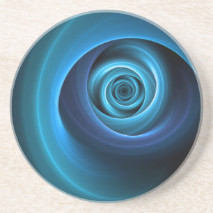 Dessous De Verre En Grès Couleurs bleu spirale 3D Art Abstrait fractal mode