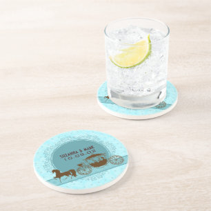 Dessous De Verre En Grès Couleurs Bleues Et Brown Cheval Mariage Et Transpo