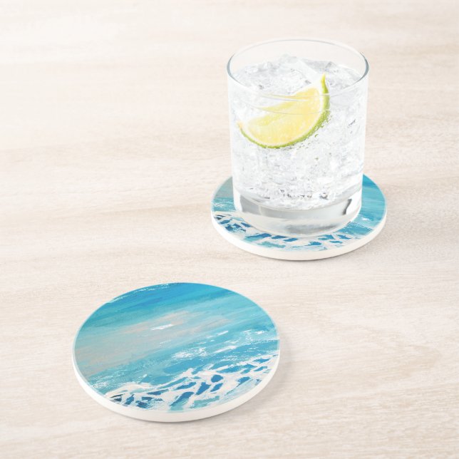 Dessous De Verre En Grès Couleurs d'eau peintes (Côté)