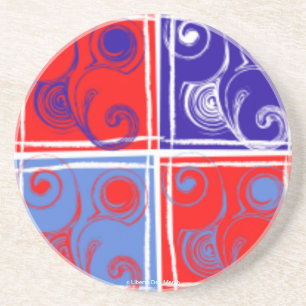 DESSOUS DE VERRE EN GRÈS COULEURS PATRIOTIQUES - CÔTES DE BOISSONS - EAUX D