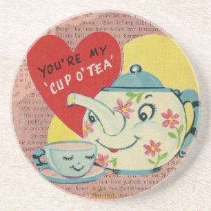 Dessous De Verre En Grès Coupe vintage de Saint-Valentin de thé