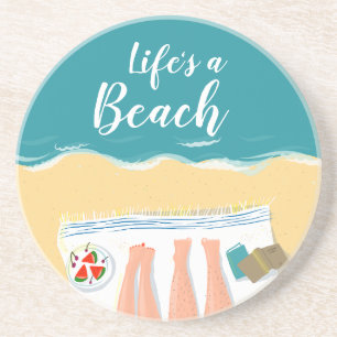 Dessous De Verre En Grès Couple bronzage sur la plage Slogan