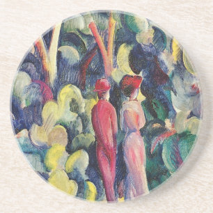 Dessous De Verre En Grès Couple sur le chemin forestier par August Macke