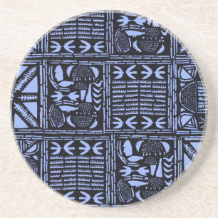 Dessous De Verre En Grès Couverture Indigo Batik - Bleu
