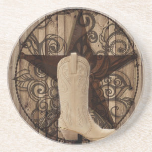 Dessous De Verre En Grès Cow-girl solitaire en bois de pays occidental
