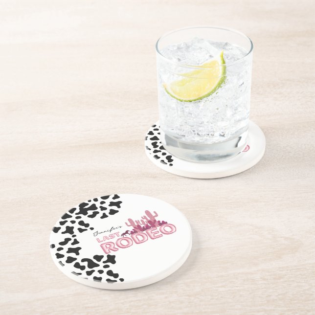 Dessous De Verre En Grès Cowgirl bachelorette fête Dernier Rodeo (Côté)