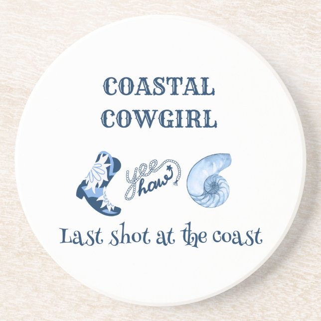 Dessous De Verre En Grès cowgirl côtière bleue (Devant)