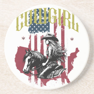 DESSOUS DE VERRE EN GRÈS COWGIRL USA