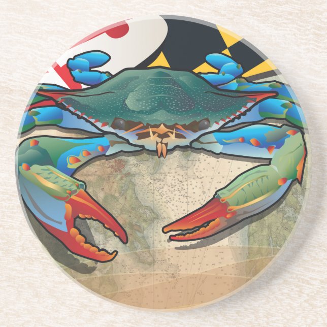 Dessous De Verre En Grès Crabe bleu du Maryland (Devant)