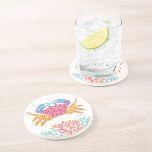 Dessous de verre en grès crabe coloré
